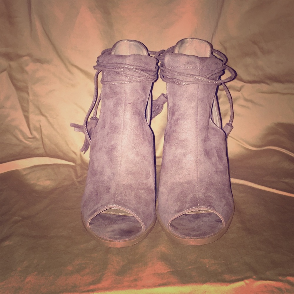 Taupe Peep Toe Heels